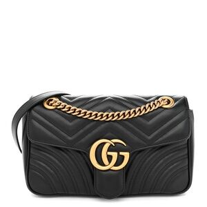 Gucci Black Leather Shoulder Bag with Gold Hardware